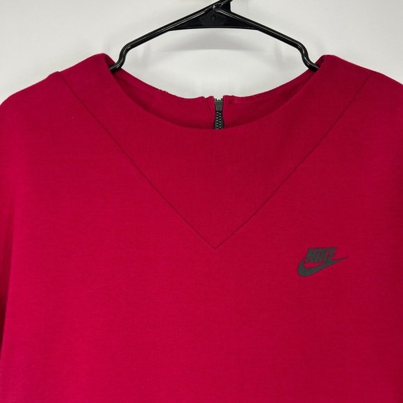 Nike Tech Top Fleece Crewneck Burgundy Short Sleeve - Picture 2 of 12